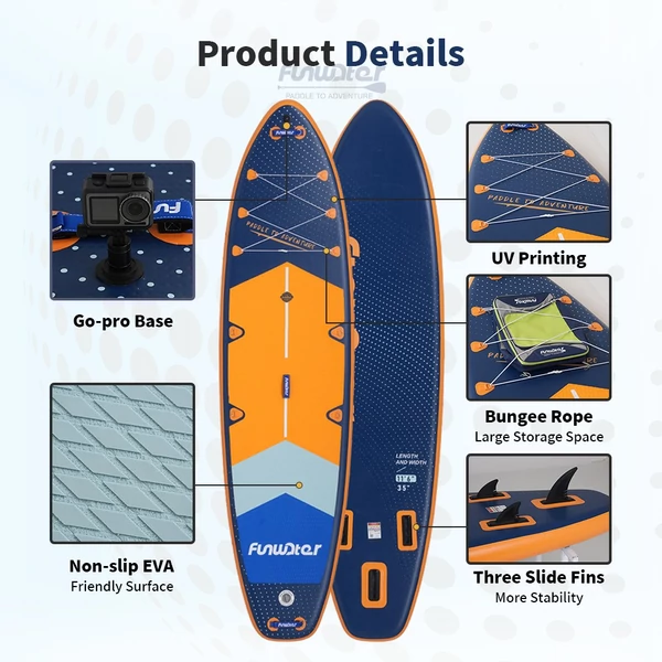 FunWater SUPFW43B álló evezős deszka 350*90*15 cm kamera rögzítéssel