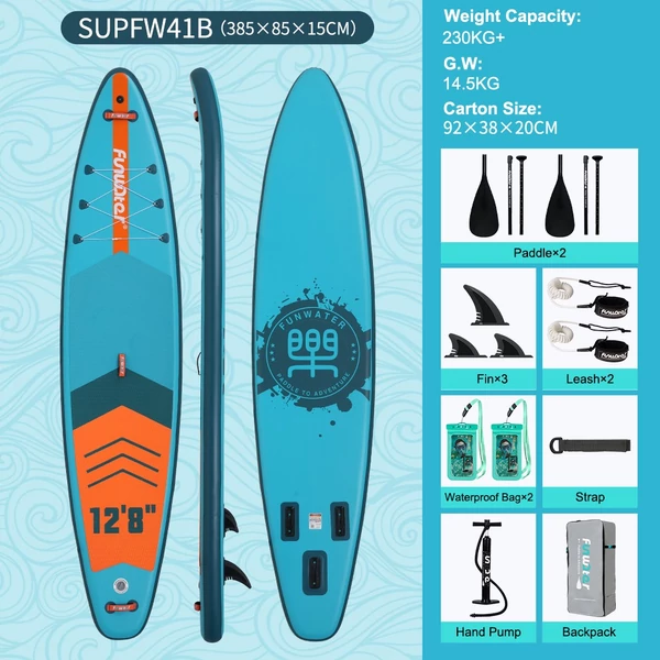 FunWater SUPFW41B állószörfdeszka 385×85×15 cm kamera rögzítéssel