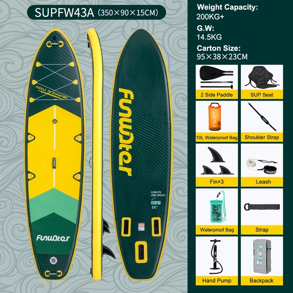 FunWater SUPFW43A állószörfdeszka 350×90×15 cm kamera rögzítéssel