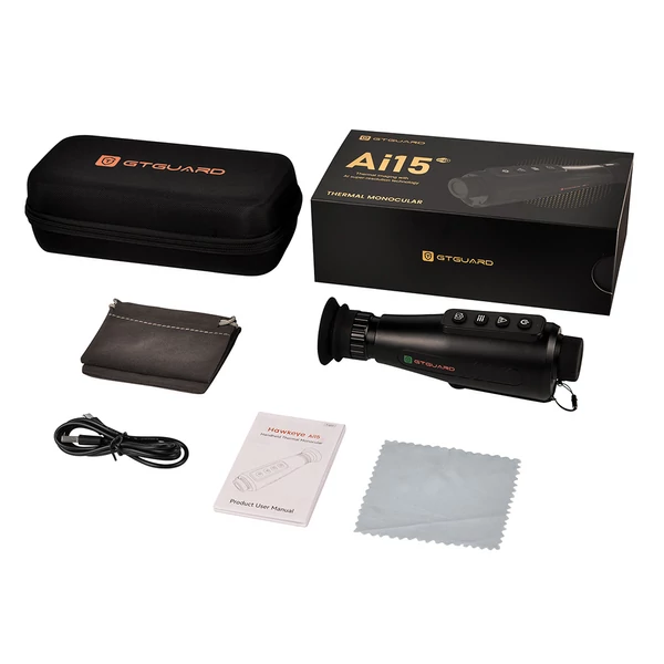 GTGUARD AI15 hőkamera monokulár, 384×288 IR éjjellátó, 60Hz, 8× zoom, IP66, 32GB, 5 mód, 4000mAh