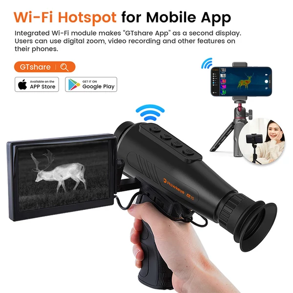 GTGUARD AI15 hőkamera monokulár, 384×288 IR éjjellátó, 60Hz, 8× zoom, IP66, 32GB, 5 mód, 4000mAh