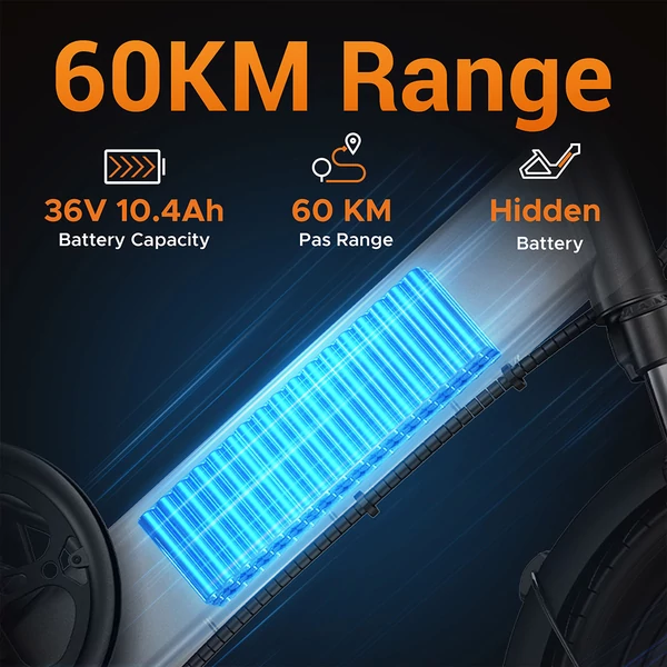 HillMiles Mile 1 elektromos kerékpár, 250W, 36V 10,4Ah, 14" gumi, 25km/h, 60km hatótáv, tárcsafék, teleszkóp - Kék