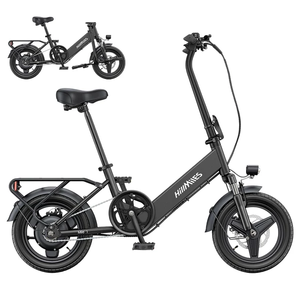 HillMiles Mile 1 elektromos kerékpár, 250W, 36V 10,4Ah, 14" gumi, 25km/h, 60km hatótáv, tárcsafék, teleszkóp - Fekete
