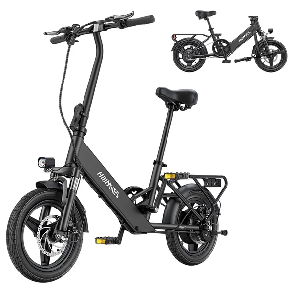 HillMiles Mile 1 elektromos kerékpár, 250W, 36V 10,4Ah, 14" gumi, 25km/h, 60km hatótáv, tárcsafék, teleszkóp - Fekete
