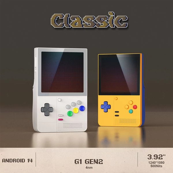 Retroid Pocket Classic Android 14 játékkonzol, 3,92" 1240×1080 AMOLED kijelző, 6GB RAM, 128GB tárhely, WiFi 5, BT 5.1, 5000mAh - Fehér