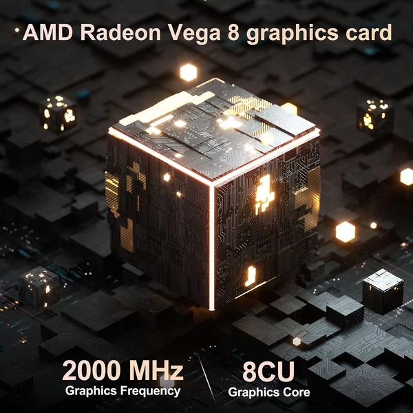 GEEKOM A5 mini PC, AMD Ryzen 5 7430U, 6 mag, 4.3GHz, 16GB RAM, 512GB SSD, WiFi 6, BT 5.2, 4 kijelző, HDMI, USB-C, USB-A, SD, LAN, jack