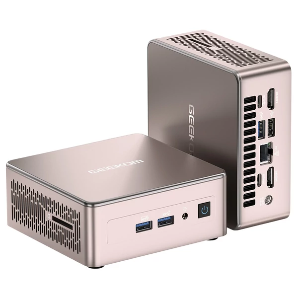 GEEKOM A5 mini PC, AMD Ryzen 5 7430U, 6 mag, 4.3GHz, 16GB RAM, 512GB SSD, WiFi 6, BT 5.2, 4 kijelző, HDMI, USB-C, USB-A, SD, LAN, jack