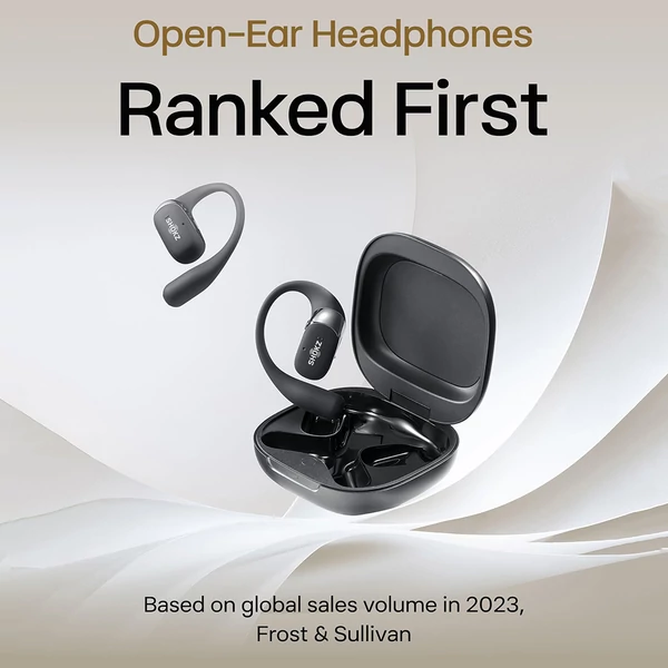 SHOKZ OpenFit 2 nyitott fülhallgató, vezeték nélküli Bluetooth, 48 óra üzemidő, IP55, Bluetooth 5.4 - Fekete