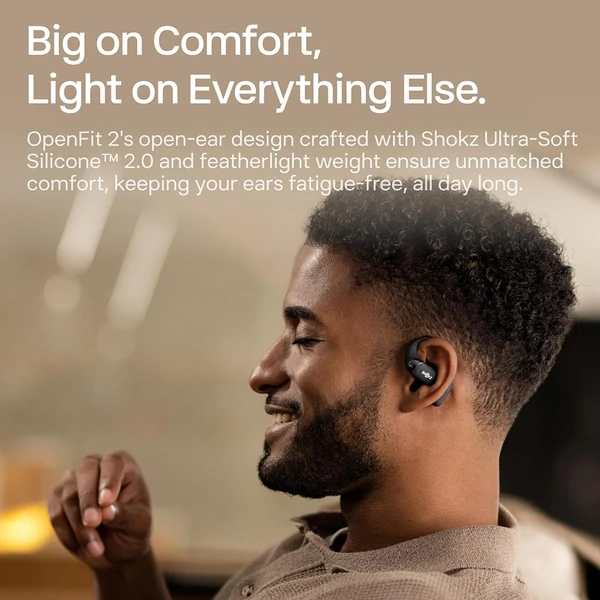 SHOKZ OpenFit 2 nyitott fülhallgató, vezeték nélküli Bluetooth, 48 óra üzemidő, IP55, Bluetooth 5.4 - Fekete