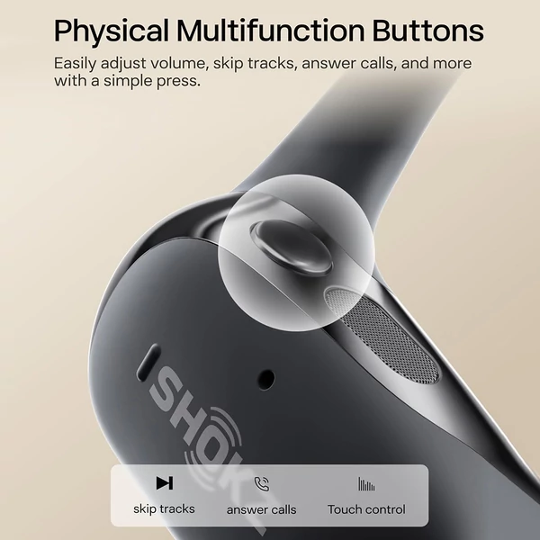 SHOKZ OpenFit 2 nyitott fülhallgató, vezeték nélküli Bluetooth, 48 óra üzemidő, IP55, Bluetooth 5.4 - Fekete