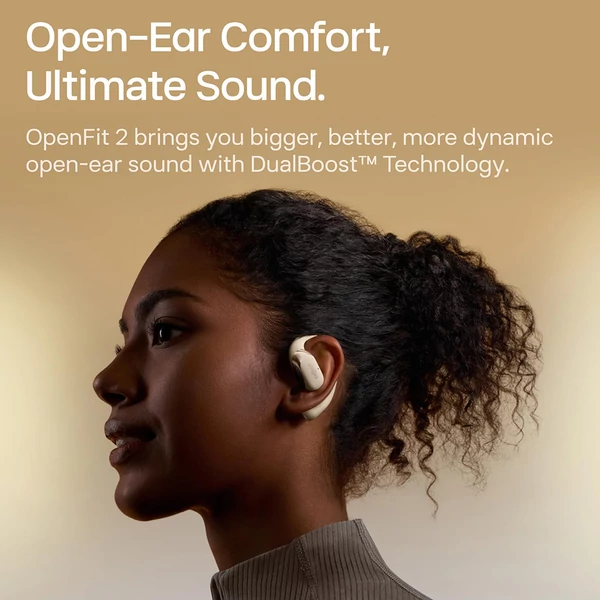 SHOKZ OpenFit 2 nyitott fülhallgató, vezeték nélküli Bluetooth, 48 óra üzemidő, IP55, Bluetooth 5.4 - Fehér