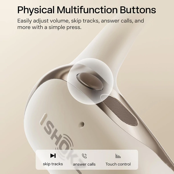 SHOKZ OpenFit 2 nyitott fülhallgató, vezeték nélküli Bluetooth, 48 óra üzemidő, IP55, Bluetooth 5.4 - Fehér