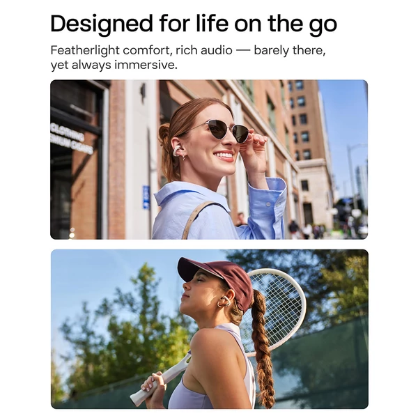 SHOKZ OpenDots ONE nyitott fülhallgató, Dolby Audio, IP54 vízálló, 40 óra üzemidő, több eszköz párosítás - Szürke