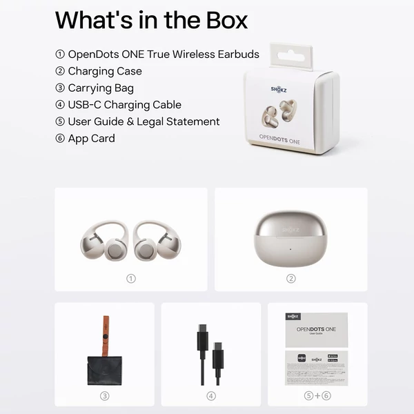 SHOKZ OpenDots ONE nyitott fülhallgató, Dolby Audio, IP54 vízálló, 40 óra üzemidő, több eszköz párosítás - Szürke
