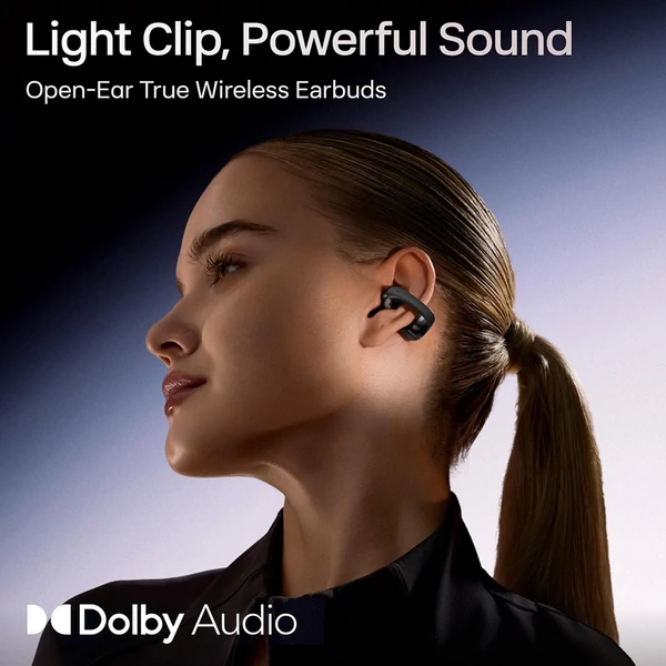 SHOKZ OpenDots ONE nyitott fülhallgató, Dolby Audio, IP54 vízálló, 40 óra üzemidő, több eszköz párosítás - Fekete