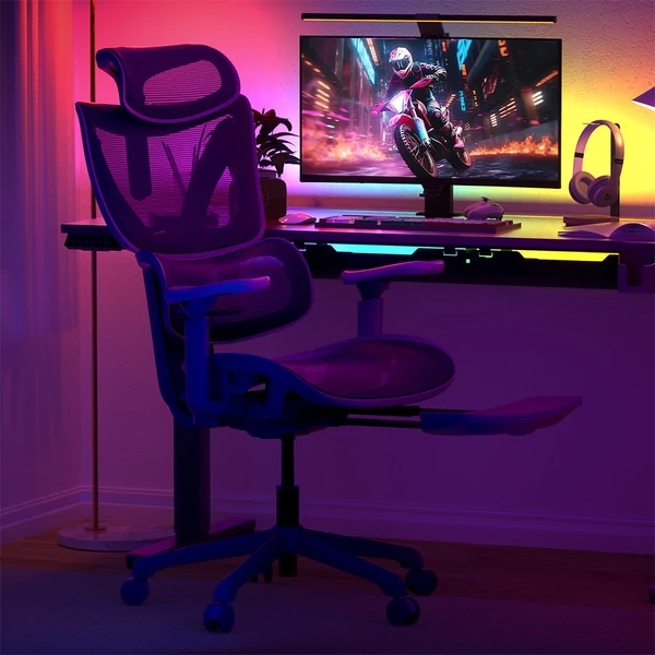 ACGAM CG-5245M ergonomikus gamer irodai szék, 3D állítható kartámasz, lábtartóval