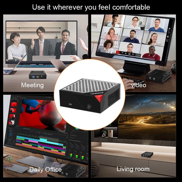 Ninkear MBOX 8 Pro mágneses moduláris mini PC, Ryzen 7 8845HS, 32GB DDR5 RAM, 1TB SSD, 4K HDMI/DP/Type-C, WiFi 6, BT 5.2, RGB
