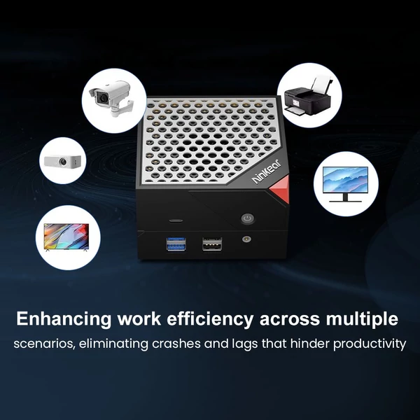 Ninkear MBOX 8 Pro mágneses moduláris mini PC, Ryzen 7 8845HS, 32GB DDR5 RAM, 1TB SSD, 4K HDMI/DP/Type-C, WiFi 6, BT 5.2, RGB