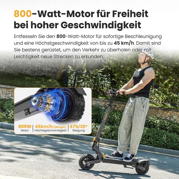 Ausom L1 elektromos roller, 800W motor, 48V 15,6Ah akku, 10" kerekek, 45km/h, 70km hatótáv, tárcsafék, NFC, kódzár