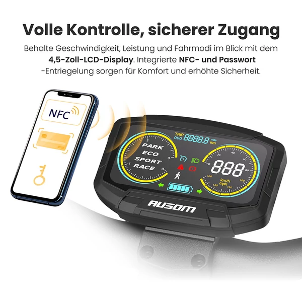 Ausom L1 elektromos roller, 800W motor, 48V 15,6Ah akku, 10" kerekek, 45km/h, 70km hatótáv, tárcsafék, NFC, kódzár