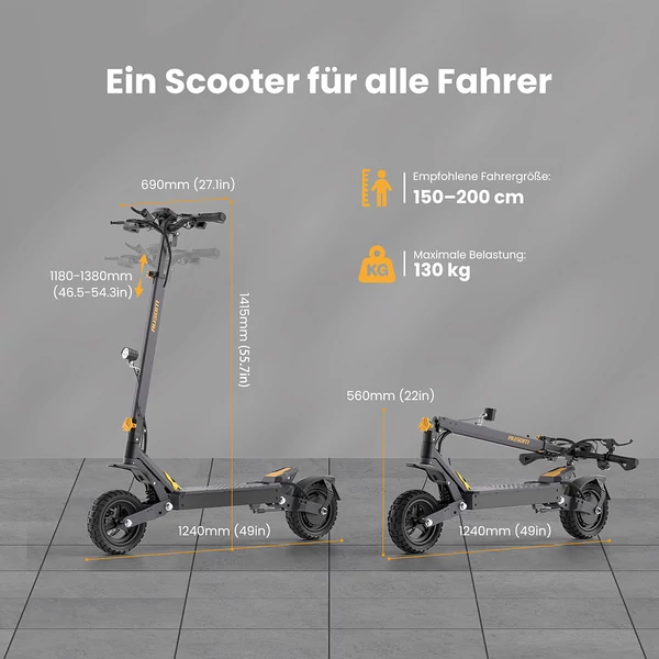 Ausom L1 elektromos roller, 800W motor, 48V 15,6Ah akku, 10" kerekek, 45km/h, 70km hatótáv, tárcsafék, NFC, kódzár