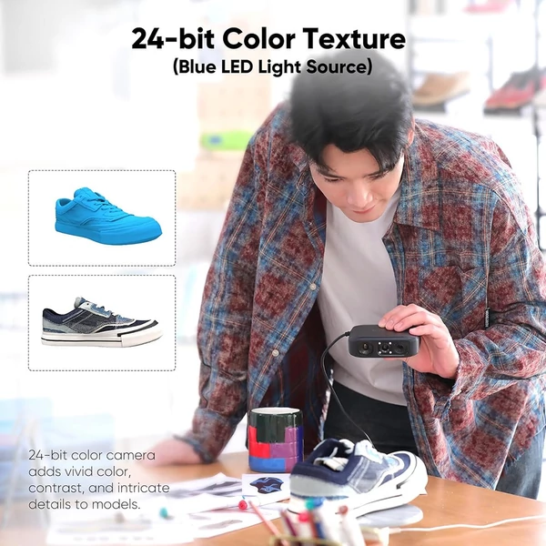 3DMakerpro Moose 3D szkenner, AI vizuális követés, 0,03mm pontosság, 0,07mm felbontás, kék LED, 24-bites kamera, 10fps, Windows/MacOS kompatibilis – Luxus