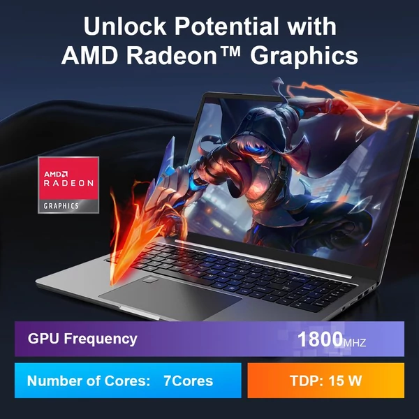 Ninkear A15 Pro laptop, 16" 2560×1600, 120Hz, Ryzen 5 7430U, 16GB RAM, 1TB SSD, WiFi6, BT5.2, ujjlenyomat, háttérvilágítás