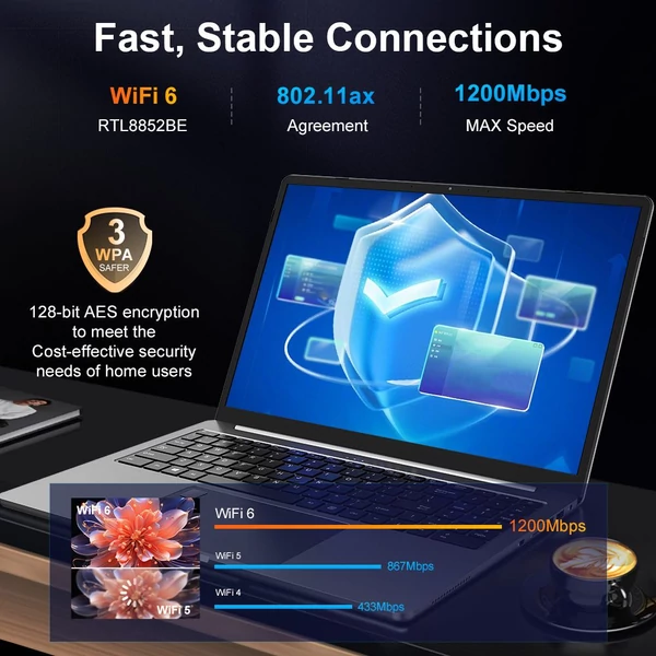 Ninkear A15 Pro laptop, 16" 2560×1600, 120Hz, Ryzen 5 7430U, 16GB RAM, 1TB SSD, WiFi6, BT5.2, ujjlenyomat, háttérvilágítás