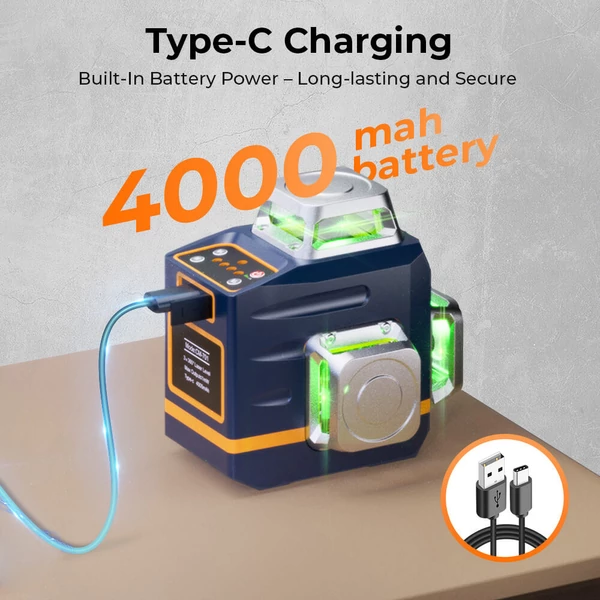 CIGMAN CM-701T 3×360° önszintező lézeres szintező – 1,5 méteres állvánnyal, távirányítóval, 4000 mAh akkumulátorral