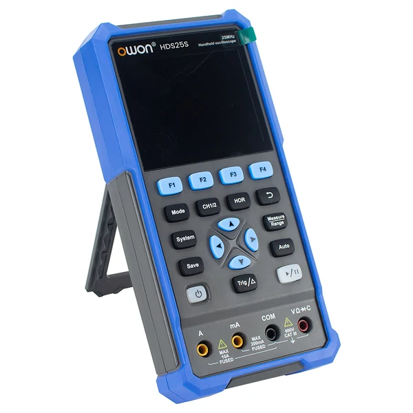 OWON HDS25S 3 az 1-ben digitális multiméter (2 csatornás oszcilloszkóp + 1 csatornás jelgenerátor), 25 MHz, 250 MSa/s