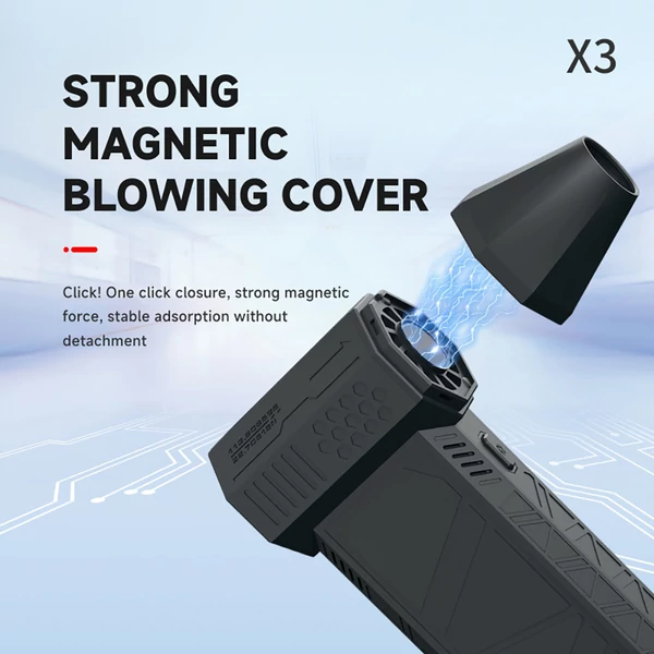 JARVIS X3 erőteljes turbó ventilátor – 130 000 fordulat/perc, kefementes motor, 3000 mAh akkumulátor kapacitás, három sebesség fokozat