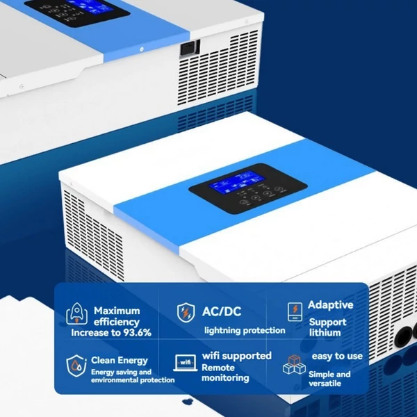 DAXTROMN 3500W napelemes inverter – 5000W tiszta szinuszhullám, 100A MPPT napelemes töltő, max. 500V DC PV bemenet