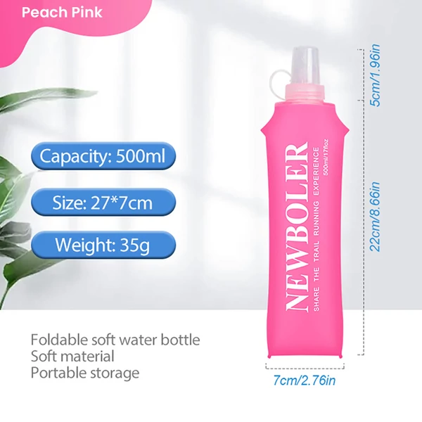 NEWBOLER BOT200 összecsukható, BPA-mentes, puha sportkulacs – 500ml, Pink