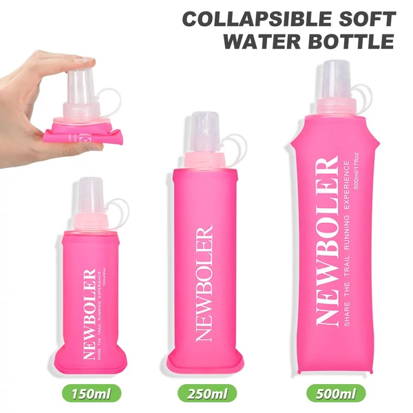 NEWBOLER BOT200 összecsukható, BPA-mentes, puha sportkulacs – 500ml, Pink