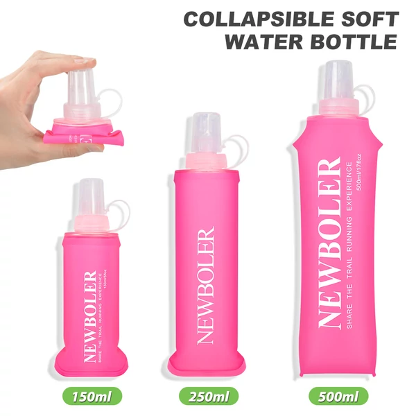NEWBOLER BOT200 összecsukható, BPA-mentes, puha sportkulacs – 250ml, Pink
