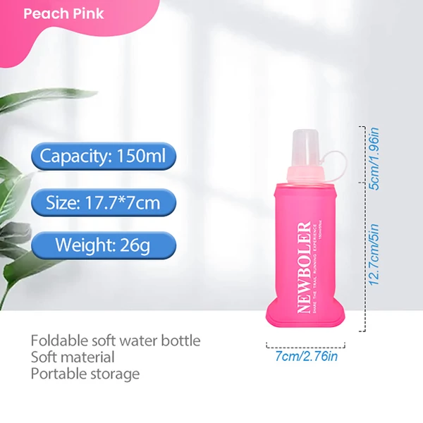 NEWBOLER BOT200 összecsukható, BPA-mentes, puha sportkulacs – 150ml, Pink