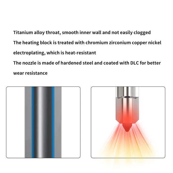 FYSETC 0,6mm edzett acél fúvóka hotend készlet Bambu Lab H2D A1/A1 mini-hez