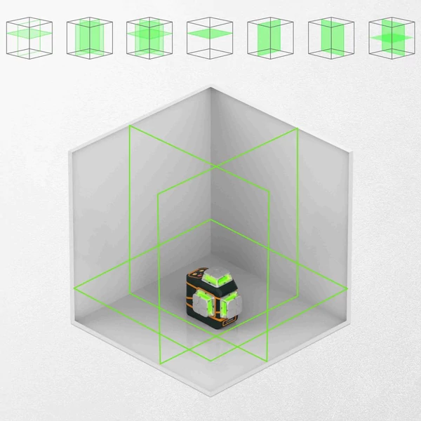 CIGMAN CM-801 3x360° önszintező lézeres szintező – 3D zöld keresztvonal, dupla újratölthető akkumulátorral, távirányítóval, IP54 vízálló kivitel