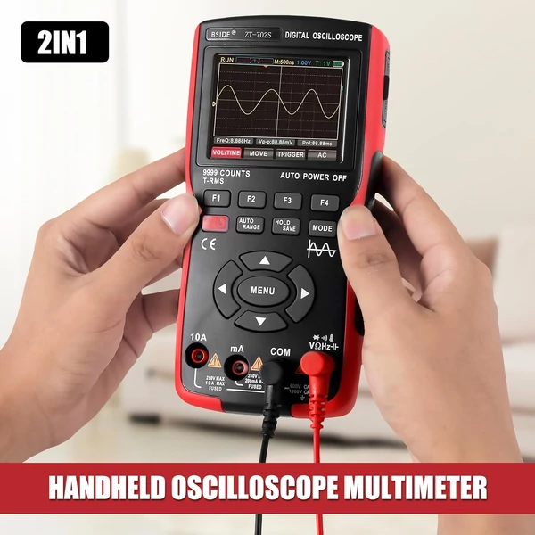 BSIDE ZT702S Digitális Multiméter, Oszcilloszkóp, Auto True RMS, Tranzisztor Szonda, 48M/s 10MHz PC Hullámforma, 2.8" LCD Kijelző