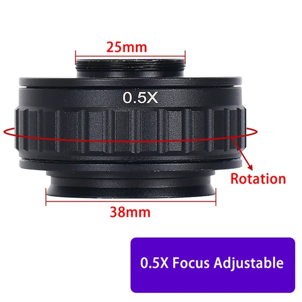 HAYEAR 0,5X C-mount objektív adapter, mikroszkóp kamera csatlakozó, fókuszállítható, trinokuláris sztereó mikroszkóphoz