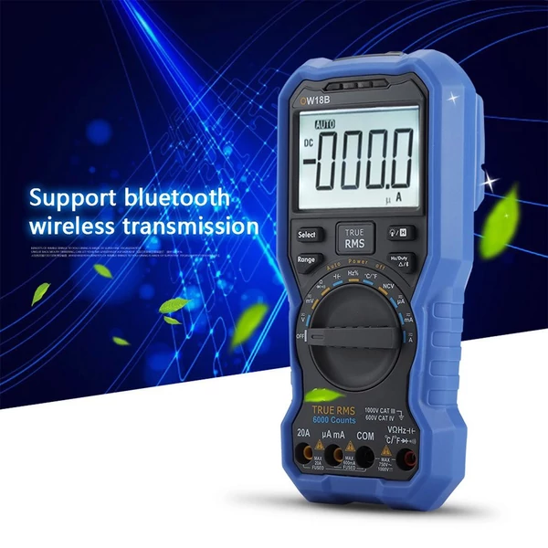 OWON OW18B Bluetooth multiméter, hőmérő adatnaplózó, 5999 kijelzés, NCV érintés nélküli feszültségmérés, True RMS, Android/iOS, zseblámpa