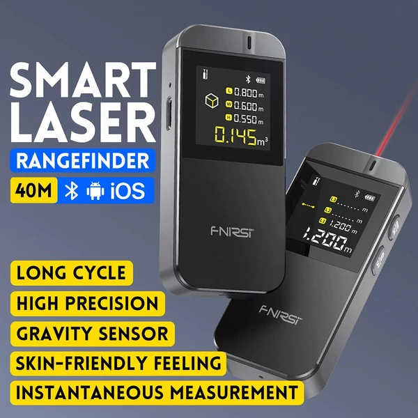FNIRSI IR40 okos lézeres távolságmérő, 40 m hatótáv, 360° gravitációs szenzor, app kapcsolat, 400mAh akkumulátor