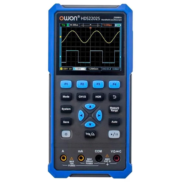 OWON HDS2202S 3 az 1-ben digitális oszcilloszkóp, multiméter, jelgenerátor, 200MHz, 1GSa/s, 20000 kijelzés, EU csatlakozó