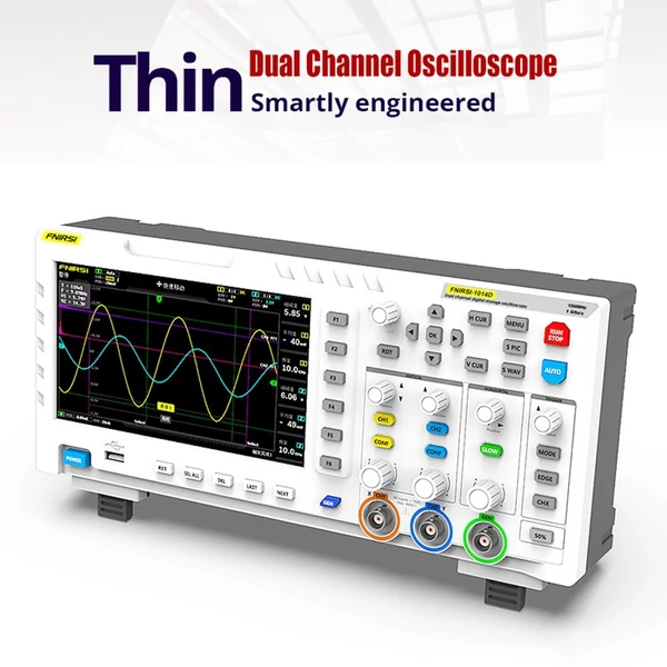 FNIRSI 1014D 2 az 1-ben digitális oszcilloszkóp 100X nagyfeszültségű szondával, DDS jelgenerátor, 2 csatorna, 100MHz, 1GSa/s, 7" LCD kijelző