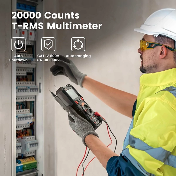 KAIWEETS HT118E digitális multiméter – TRMS, 20 000 kijelzés, 2,7" LED kijelző, AC/DC automatikus tartományváltás