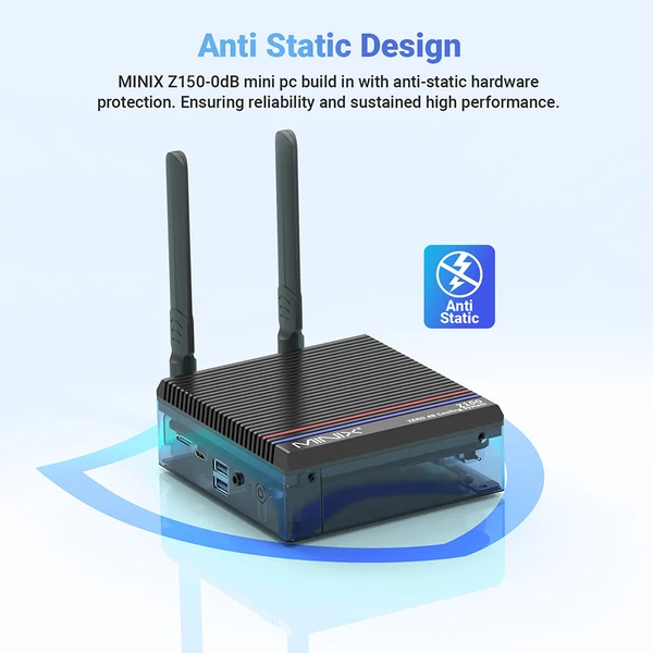 MINIX Z150-0dB ventilátor nélküli mini PC, Intel N150, 2xHDMI 4K, WiFi 6, BT 5.2, USB-C, USB 3.2, RJ45 - 8GB RAM, 256GB SSD