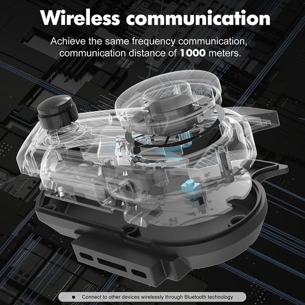 Houtonsen S3 motoros sisak headset, 1000 m intercom, 30 óra üzemidő, RGB fény, Bluetooth 5.1, Type-C, IP67 vízálló - 1 db