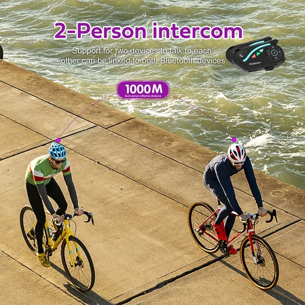 Houtonsen V8 Plus motoros sisak headset, 1000m 2 fős intercom, 30h üzemidő, zajszűrés, MP3/GPS/FM, AI asszisztens, IPX67, Bluetooth 5.2