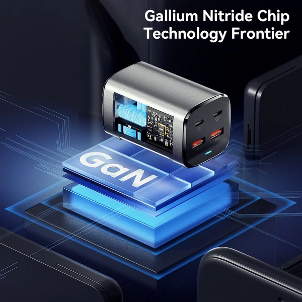 ESSAGER 67W GaN asztali töltő, 2 USB-A + 2 Type-C, PD 3.0 QC 3.0 gyorstöltés, intelligens védelem, MacBook, Samsung, iPhone 15, laptophoz