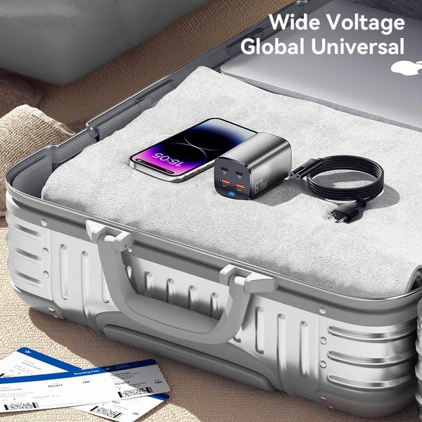 ESSAGER 67W GaN asztali töltő, 2 USB-A + 2 Type-C, PD 3.0 QC 3.0 gyorstöltés, intelligens védelem, MacBook, Samsung, iPhone 15, laptophoz